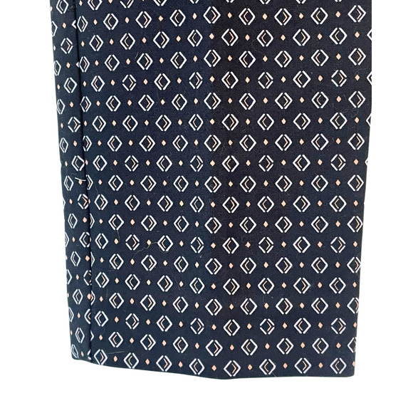 Loft Sz 12 Marissa Skinny Pants 36"x28" Small Diamond Print Blue Stretch Poplin - Picture 6 of 11